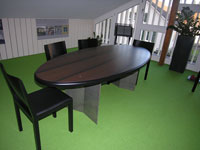Tischgestell Stahlblech roh Holztischblatt